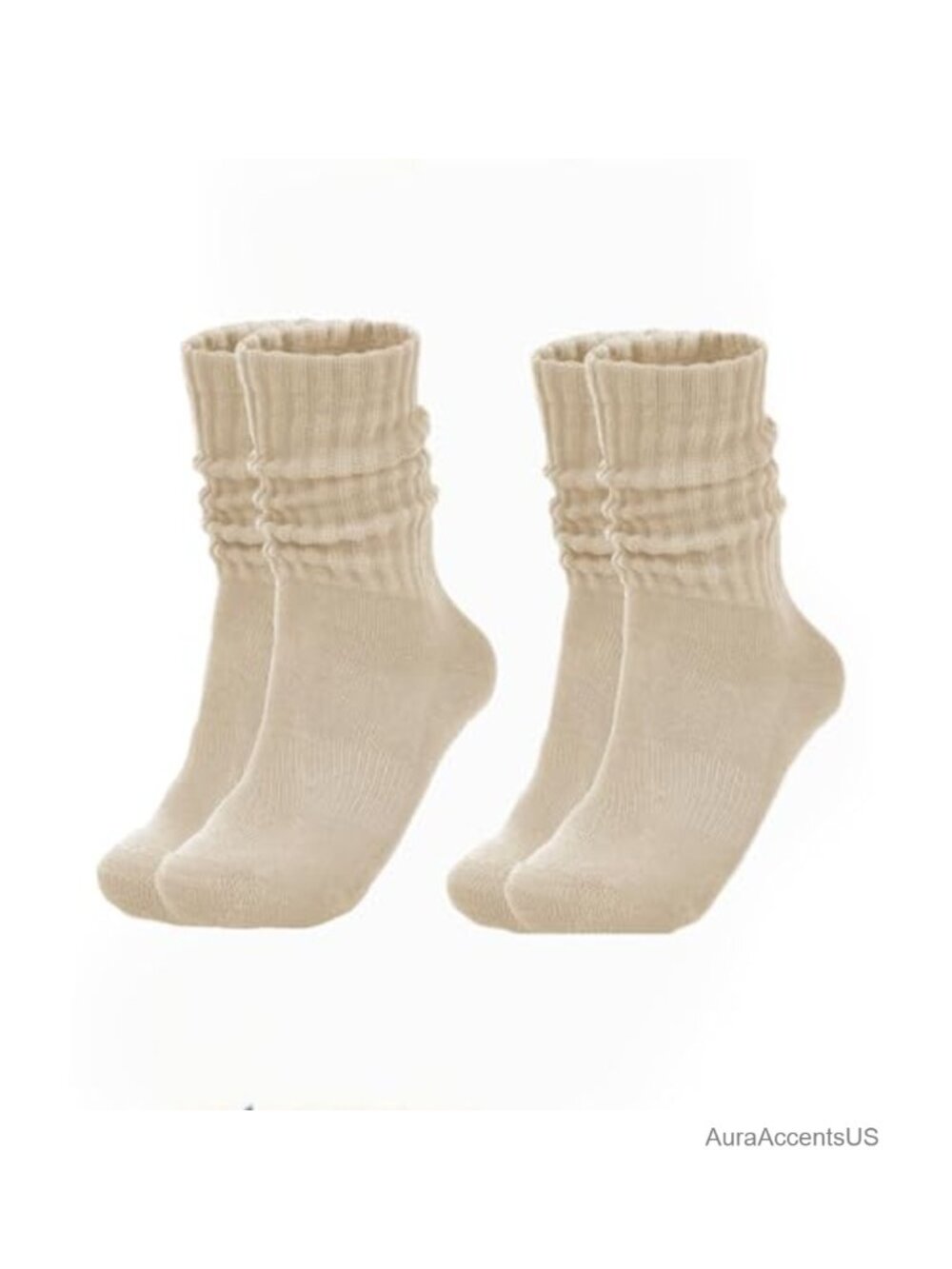 Womens Slouch Socks Cotton Blend Calf Crew Retro Scrunchy Pull On